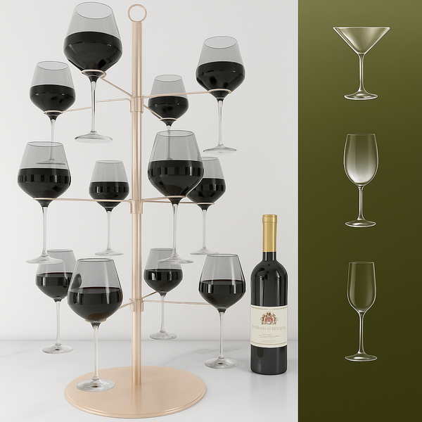 Présentoir d'arbre de verres à vin