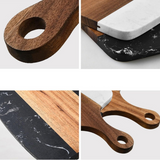 Planche à découper en bois d'acacia et marbre