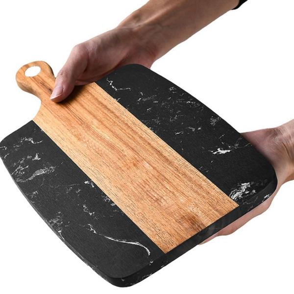 Planche à découper en bois d'acacia et marbre