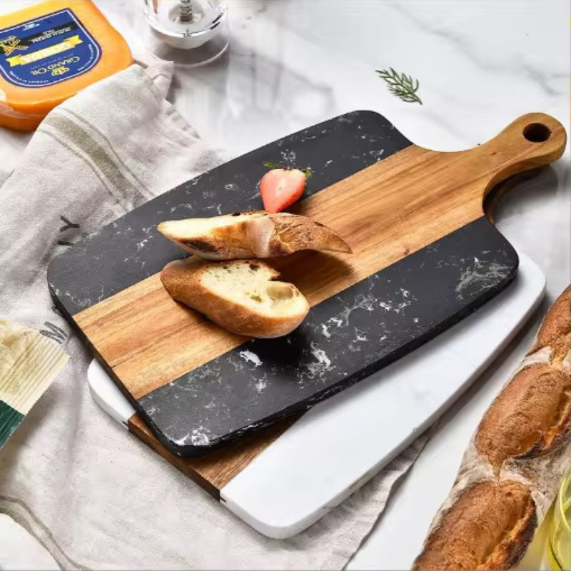 Planche à découper en bois d'acacia et marbre